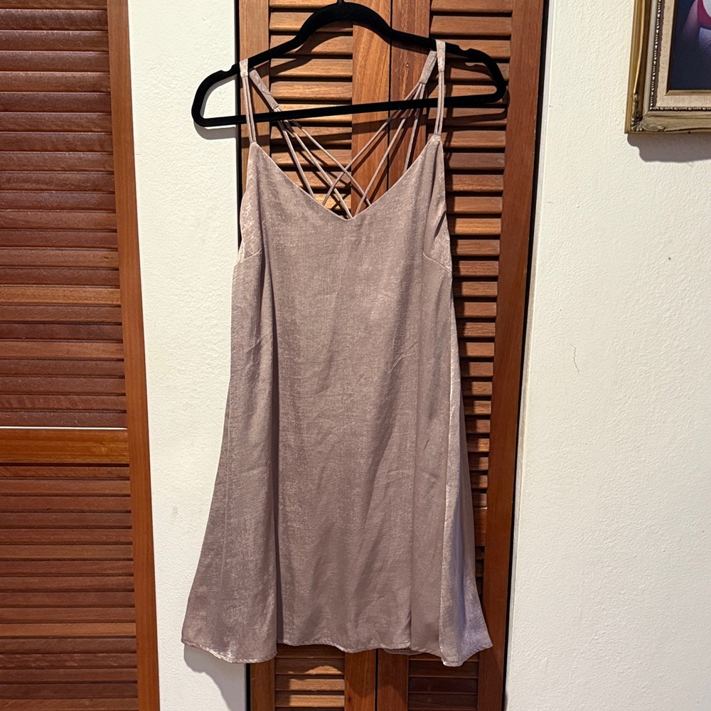 Love Riche Shimmering Tan Mini Dress